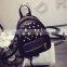 Fashionable gorgeous girls pu leisure college backpack with rivets