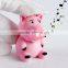 Promotional Cartoon Pig LED light flash keychain with sound