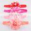 2016 double color chiffon bouquet flower elastic headband,knitting rolled chiffon rose elastic hairbands for children embellish