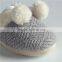 Lady diamond knitted indoor slipper with pom pom