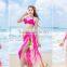 Hot Selling Summer Sunscreen Imitated Silk Fabric Rose Beach Scarf Dress