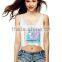 loose v-neck vest crop tank top