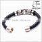 new high quality homemade christmas gifts Plain Black leather bracelets with cross stainless steel clasp