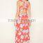 2016 Fashion Printed Floral Cutout-Back Maxi Dress For Women
