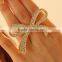New Bowknot Bling Crystal Shiny Gold Silver Plated Adjustable Women Ring Jewelry