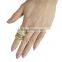 Girls Womens Ring Jewelry Punk Rhinestone Gold Plated Crystal Double Finger Adjustable Knuckle Rings