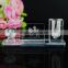 2016 good quality crystal glass pen holder with clock
