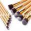 Hot sell wooden facial cleansing wooden khaki cosmetic brush set with package wholesale