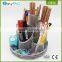Factory oem design metal mesh cheap sliver cute 5 tubes pen holder