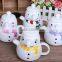 2017Christmas for kids best gift of snowman porcelain cartoon animal teapot novelty ceramic lovely snowman tea set ,set of 4