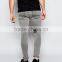 High quality distressed grey man denim skinny jeans pant ripped skinny jeans production line(LOTA003)