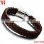 Brown Braided Leather Bracelet for Men Women Genuine Leather Bangle Wristband
