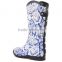 New fashion Blue and white porcelain pattern rubber rain boots for women