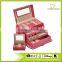 Crocodile wood portable jewelry display cases/Red cufflink jewelry case