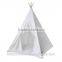 Cotton canvas wooden pole black striped kids teepee tent