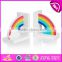 2017 brand new children rainbow wooden decorative bookends for sale W08D065