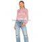 Polka dot printed tie neck long sleeve women's viscose chiffon shirt