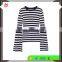 Among Best Selling Bell Sleeved Navy Blue and White Striped Women Spring Sweater