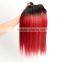 Factory price 1b and red two tone color remy human hair , Brazilian hair