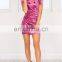 Mini Style Off Shoulder Short Sleeve Dress in Berry Crushed Velvet