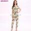 GuangZhou Supplier New High Fashion Boho Styles Leaf Print Viscose Jumpsuit for Elegant Women