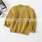 Mustard 100% cotton kids sweaters hand knit cardigans for young girls