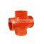 FM Approved ductile cast iron mechanical grooved fitting cross for fire fighting system
