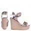 Design Rope Platform Wedge Heel with Beautiful Buckle Sandals Shoes Print Ladies Women Sexy Pu Handmade Ankle Strap Rubber Solid