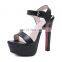 Women High Fashion Black Platform Ankle Belt High Heels Sandal Shoes Ladies Peep Toe Heel Shoes