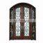 professional manufacturer factory price arch round top mahogany double wrought iron finish wood entry door