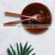 Acacia Wood Serving Bowl Modern Round Shape Style Bowl Plate Spoon Set