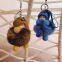 D88Wholesale custom plush keychain Fur ball keychain Pom Pom Sleep baby keychain Handmade bag Charm luxury plush doll car keychain