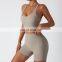 Fashion gym fitness sets with logo black high waist activewear for women 2023 sport bra and short set biker short set