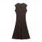 Spring 2025 new women's clothing with European and American temperament, V-neck short sleeved pleated mid length dress