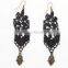 2016 new European and American trade handmade black lace earrings