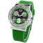 FT1602 Green plastic strap 2015 3 atm waterproof quartz three eyes watch