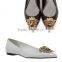 Celebrity Flats white heel shoes pointy toe skull embellished vamp new girls fashion design leather ballet flats