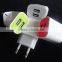 high quality colorful dual USB ports 5V 2.4A travel charger