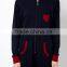 Ladies Petite embroidered with contrast color cuff Onesie Pajamas with Hood