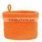 Round Crochet Basket Brown Orange Green
