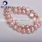 pink color 8-9mm Baroque nugget shape freshwater pearl bracelet wholesale