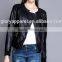 Stylish collarless surplice short locomotive PU Jacket Womens 2015 new style leather jacket