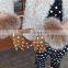 Wholesale Sheep Leather Fashion Brown Dotted Fox Fur Cuffs Women Leather Gloves