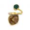 50pcs Coffee Raw Stone Ring Gold Gemstone Ring Green Natural Gemstone Ring Adjustable Ring