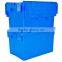 Attached Lid Distribution Container, plastic tote box