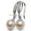 Sterling Silver Pearl Leverback Earrings, Fashionable Silver Jewelry