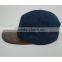 Denim 5 panels Hat flat bill leather brim