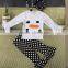 Christmas suit Winter outfit girls colthes baby snowman X-mas clothes black/white dot pant with necklace and headband set