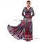Hot Selling Big Flap Printed Long Sexy Women Chiffon Dress