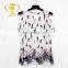 2017 new design feather pattern fly sleeve blouse, sexy woman clothes ladies blouse top